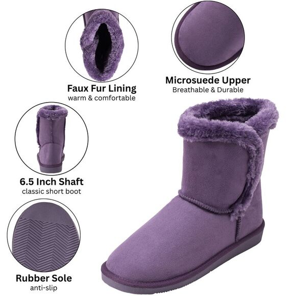 Alpine Swiss Mindy Women’s Winter Boots | Short Faux Shearling Boot | Warm - Picture 6 of 7